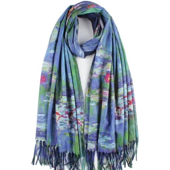 Soft Cashmere Feel Scarf‎ For Women Winter Warm Scarves Large Shawl Wrap Monet - Picture 1 of 4